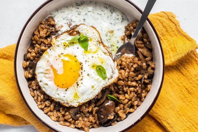Farro, Mushroom, and Egg Grain Bowls